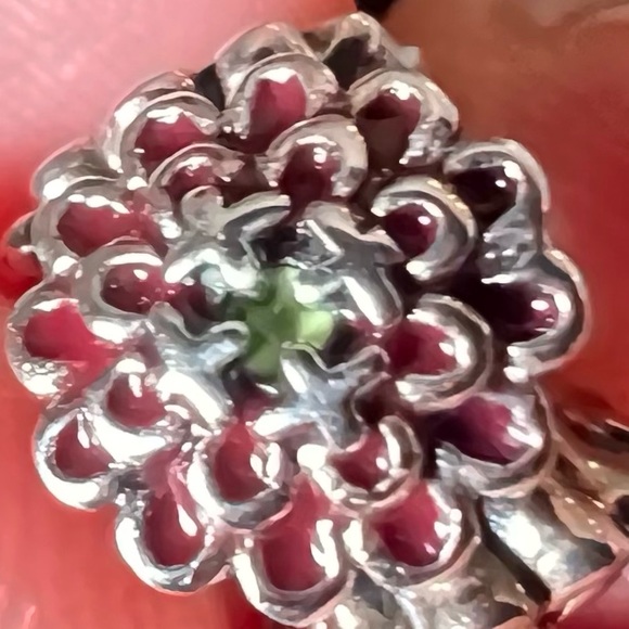NWT Authentic CHAMILIA Blooming Zinnia Burgundy Charm Flower 925 Garden Swarovsk - Picture 5 of 6